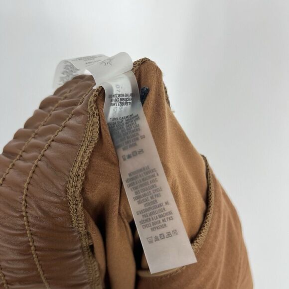 Offline Aerie Pants Size XXL Brown Real Luxe Faux Leather Wide Leg Pull On - Picture 9 of 10